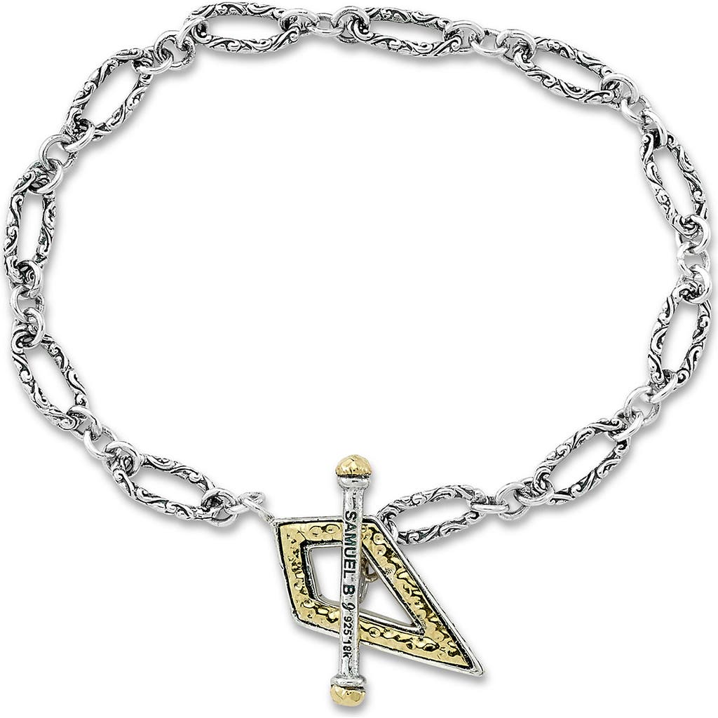 Samuel B. 18k Yellow Gold & Sterling Silver Paperclip Bracelet In Silver/gold