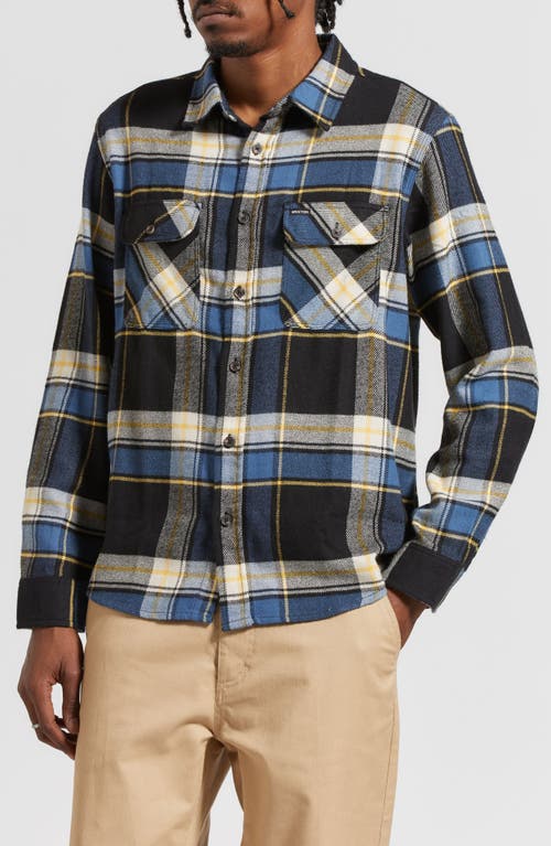 Brixton Bowery Standard Fit Plaid Flannel Button-Up Shirt in Joe Blue Plaid 