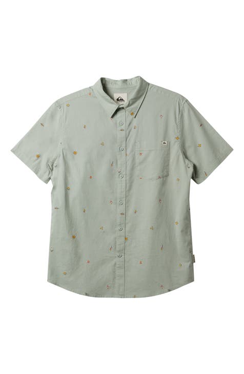 boys green button up