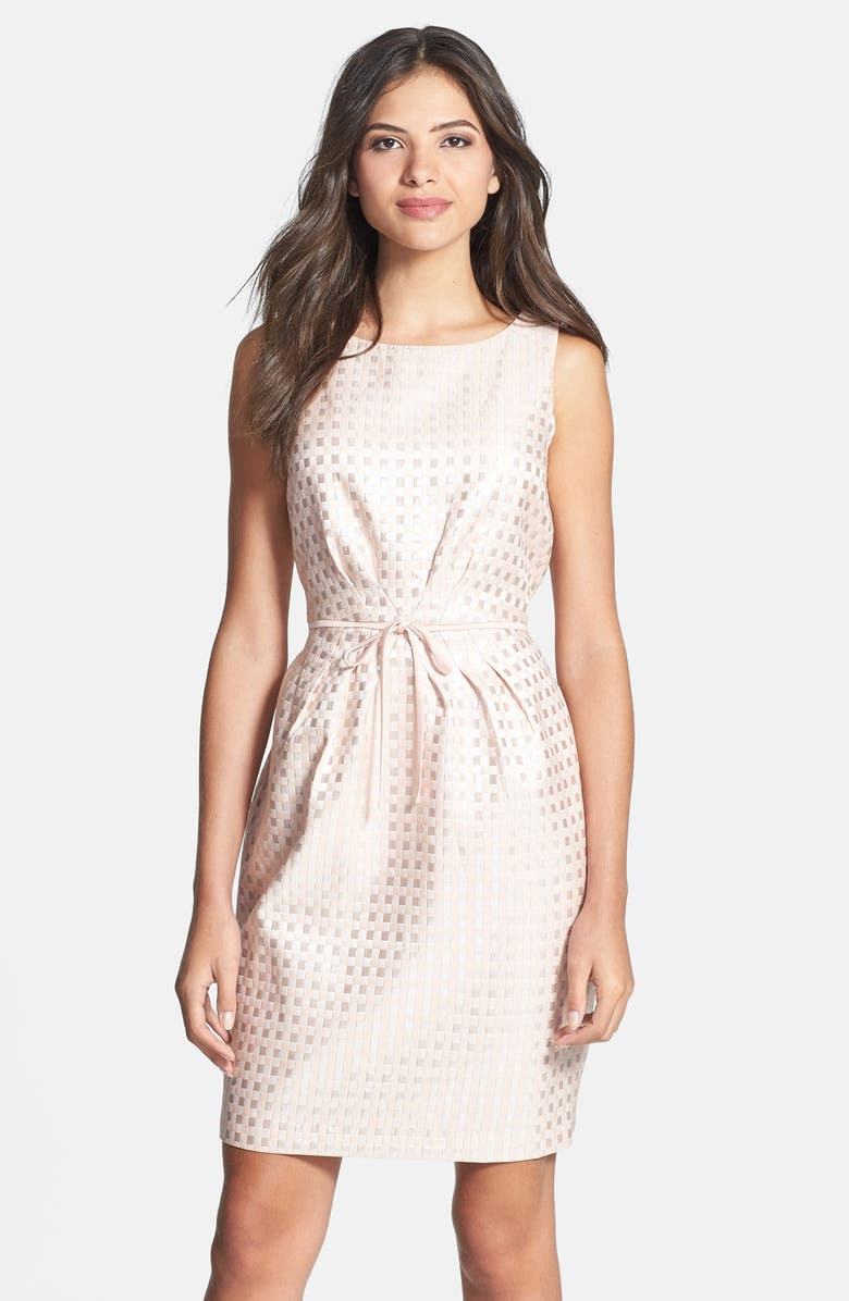 Gabby Skye Bow Waist Jacquard Sheath Dress | Nordstrom