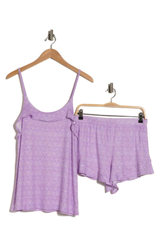 Jaclyn Whisper Camisole Short Pajamas In Geo Lucia Lace Geo Lilac