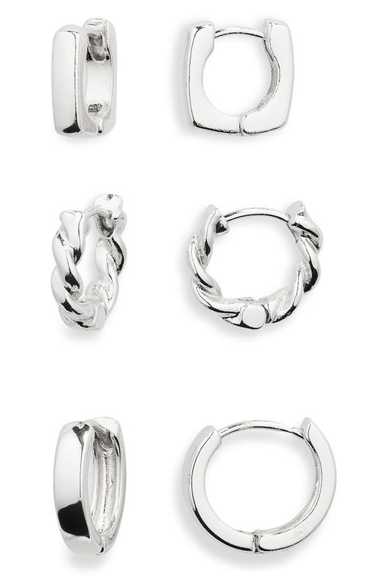 Shop Bp. Set Of 3 Sterling Silver Dipped Hoop Earrings