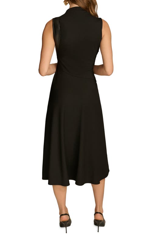 Donna Karan New York Faux Leather Trim Midi Dress In Black