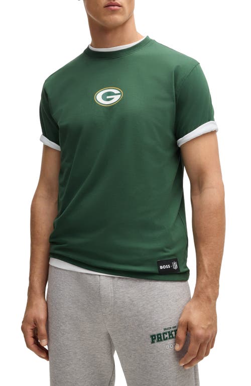 Shop Hugo Boss Boss X Nfl Stretch Cotton Graphic T-shirt In Green Bay Packers - Green