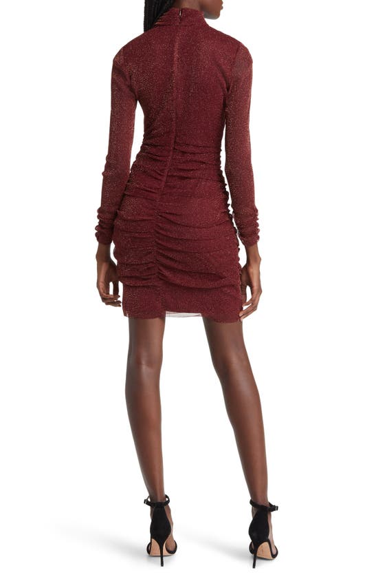 Eliza J Metallic Long Sleeve Body-con Dress In Wine