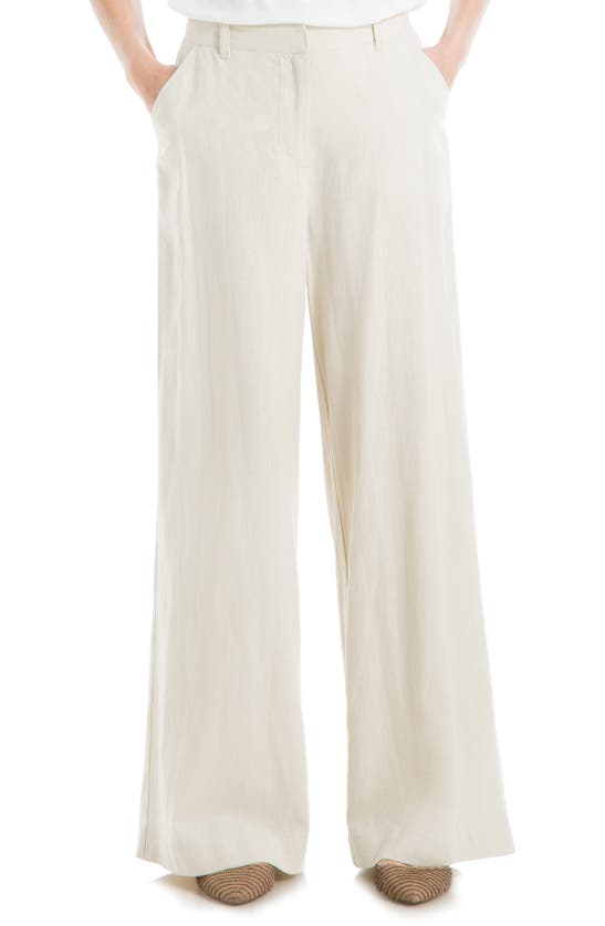 Max Studio Wide Leg Linen Blend Pants In Natural