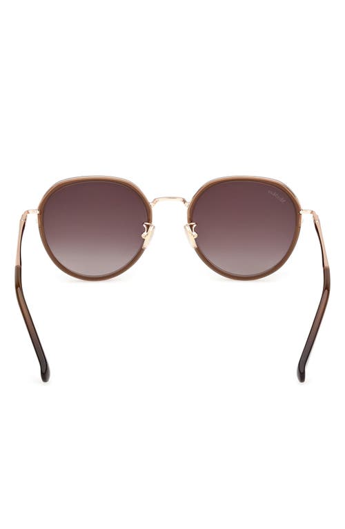 Shop Max Mara 54mm Round Sunglasses In Shiny Light Brown/smoke