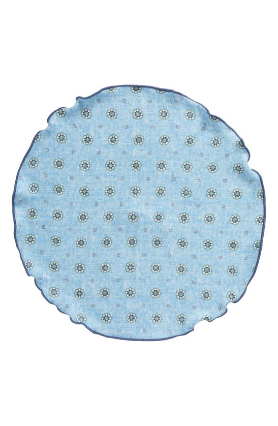 Shop Edward Armah Neat & Floral Print Reversible Silk Pocket Circle In Blue