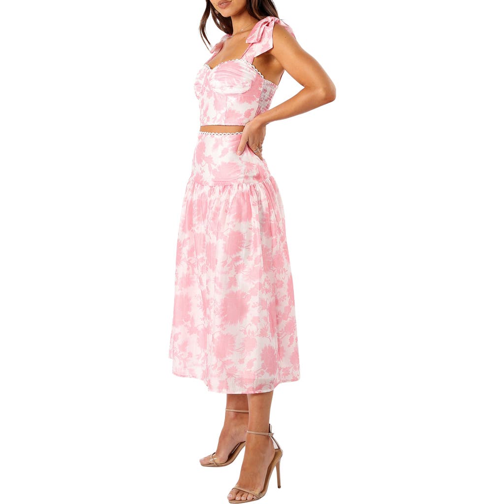 Petal And Pup Petal & Pup Elle Floral Top & Midi Skirt Set In Pink