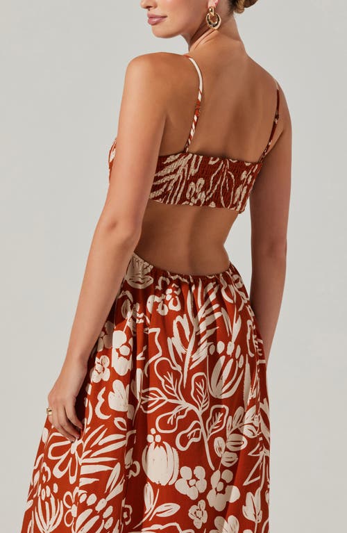 Astr The Label Sarai Floral Midi Sundress In Rust Cream Floral