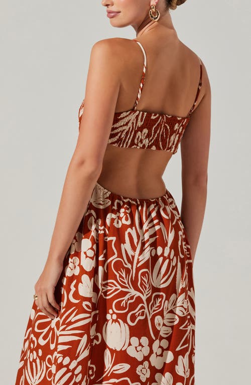 Shop Astr The Label Sarai Floral Midi Sundress In Rust Cream Floral