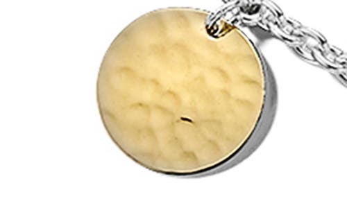 Shop Ippolita Classico Hammered Paillette Disc Necklace In Yellow Gold/silver