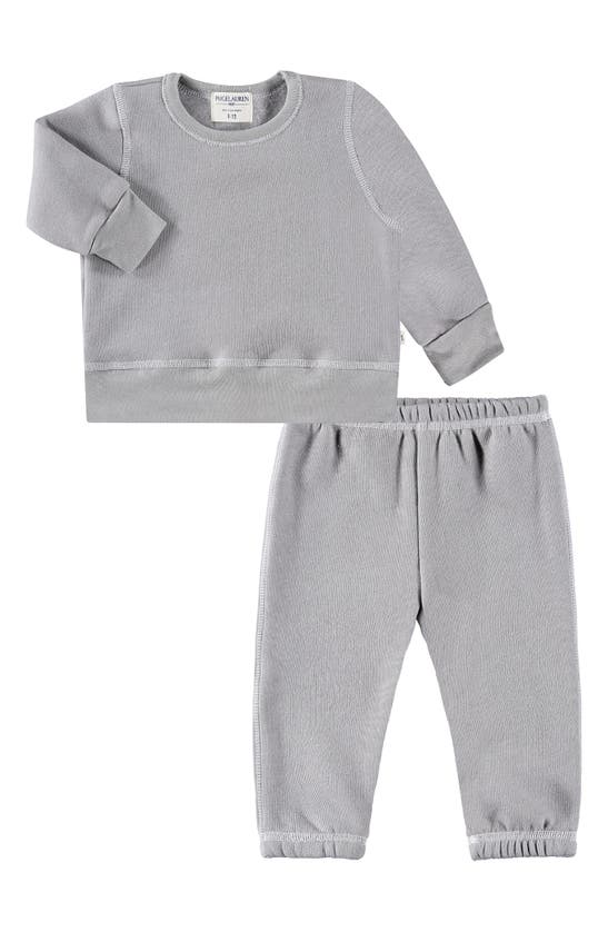 Paigelauren Fleece Lounge Sweatshirt & Joggers Set In Gray