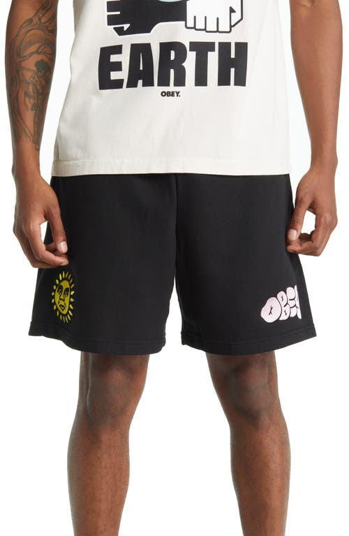 Obey Graphic Sweat Shorts in Black