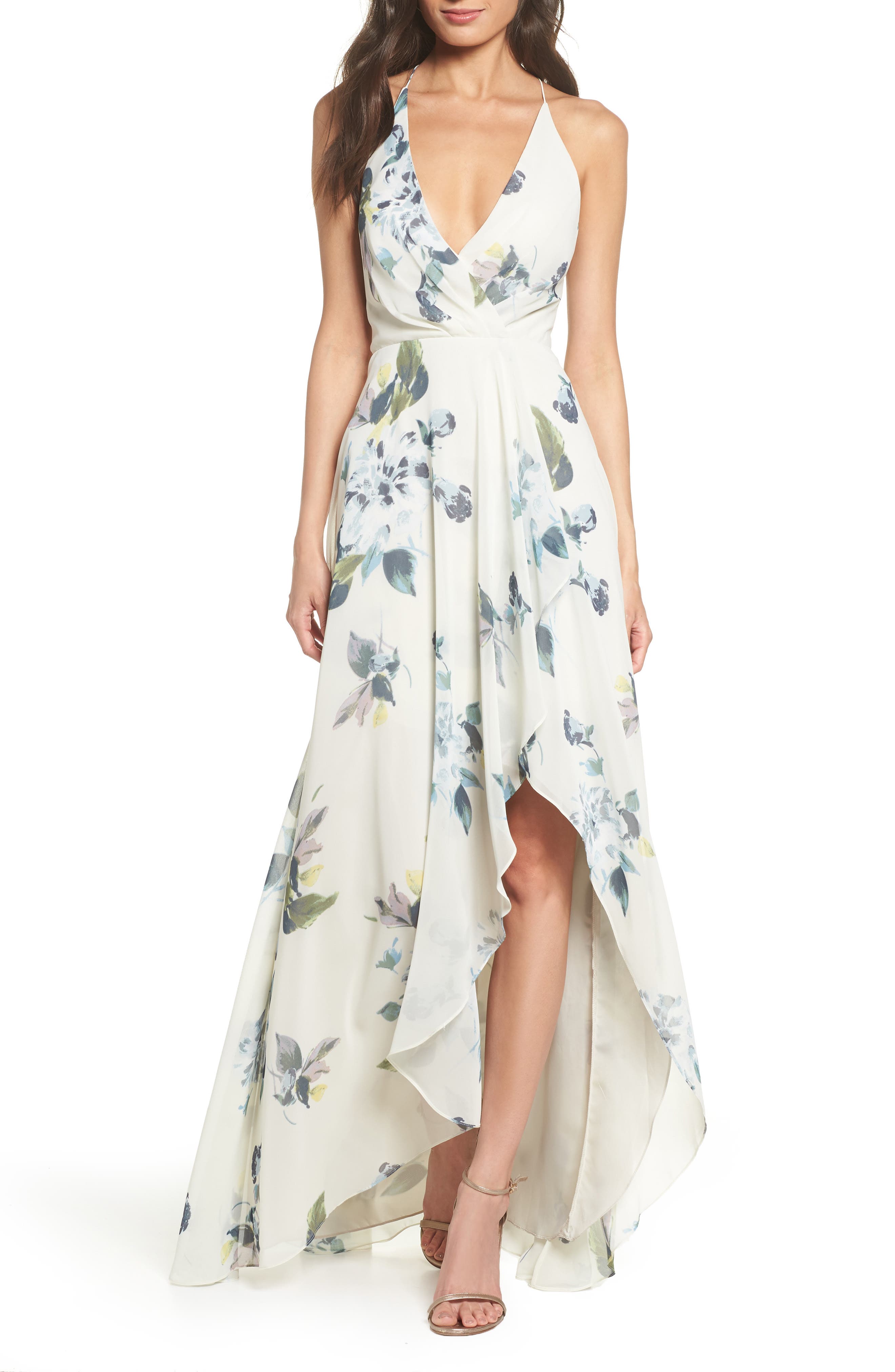 Jenny Yoo Farrah Halter Gown, Blue