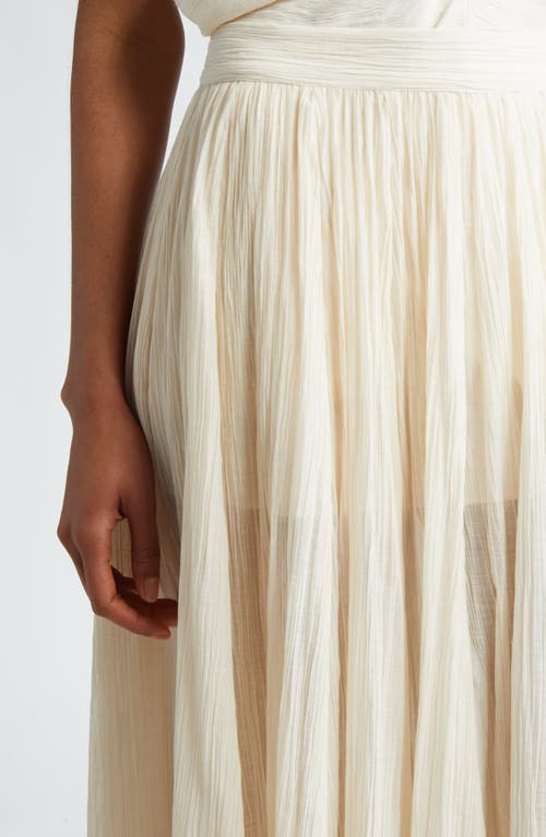 Shop Totême Toteme Semisheer Plissé Maxi Skirt In Meringue