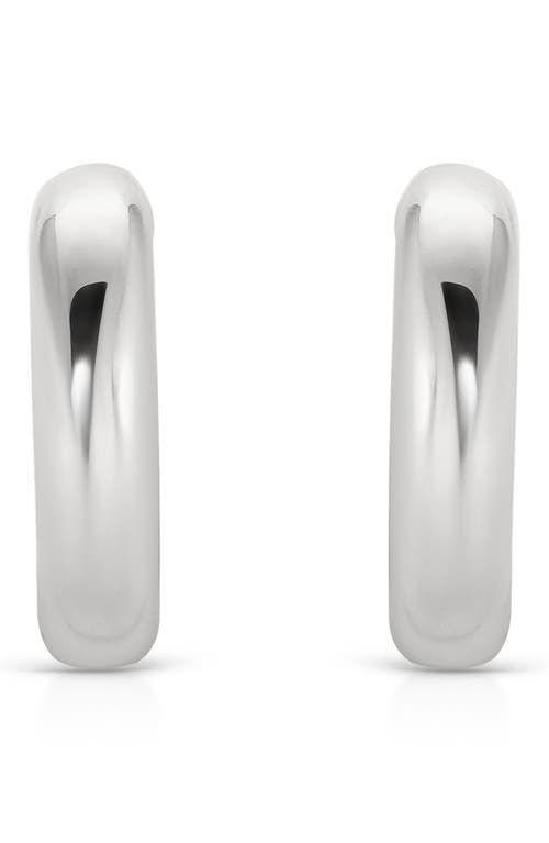 Ettika Small Thick Classic Hoop Earrings In Rhodium