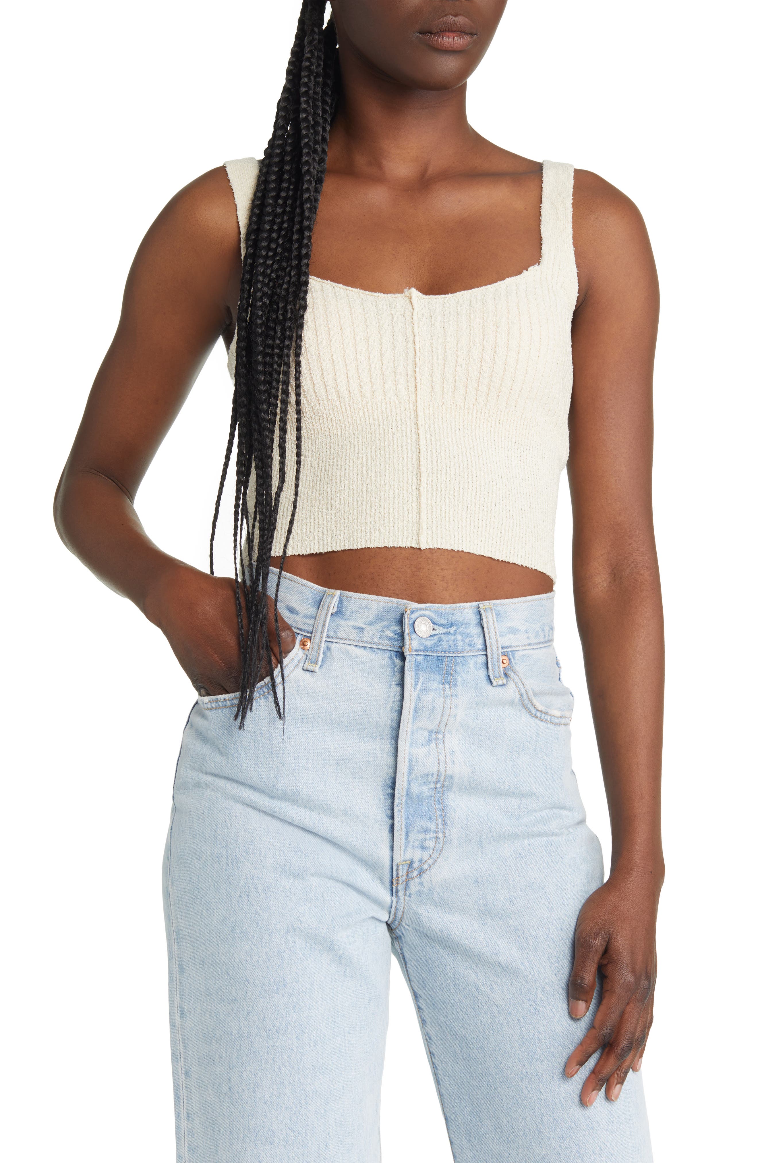 Bdg Urban Outfitters Fine Gauge Sweater Vest in Cream