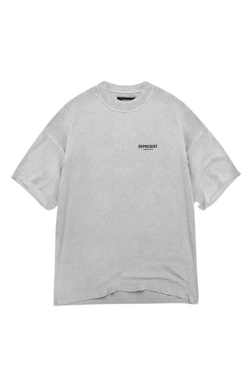 Represent Grey Owners Club Cotton T-shirt In Ash Grey/black