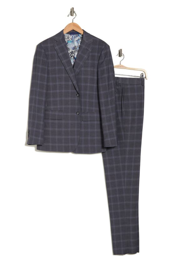 English Laundry Plaid Trim Fit Notch Lapel Two-piece Suit In Gray