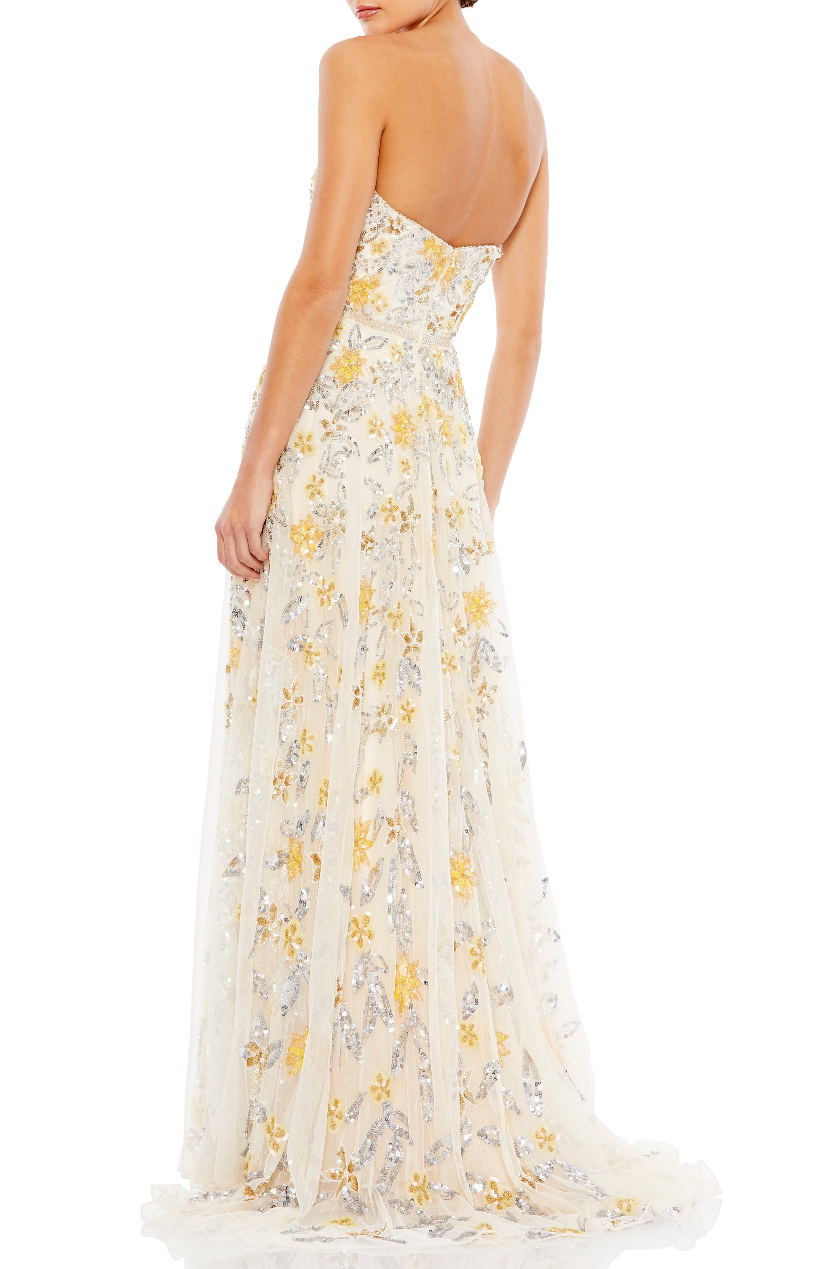 strapless beaded gown