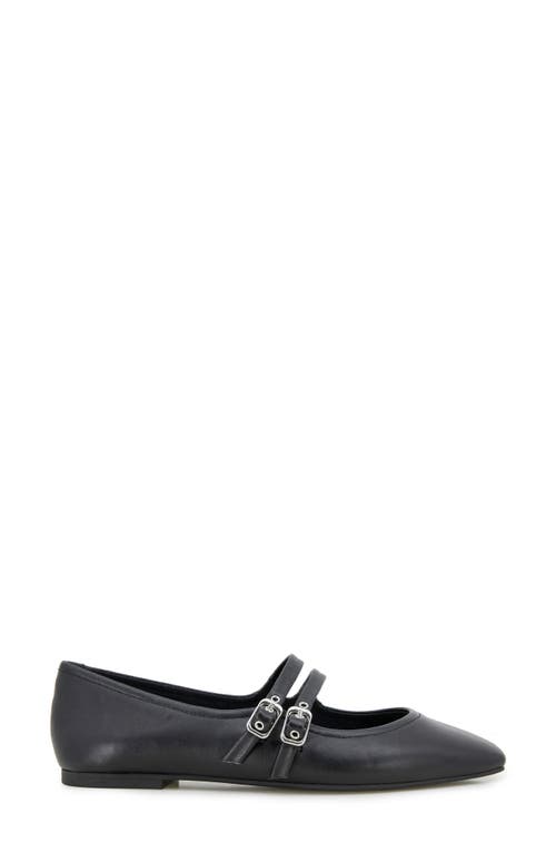 Kenneth Cole Jasmine Mary Jane Flat In Black Leather