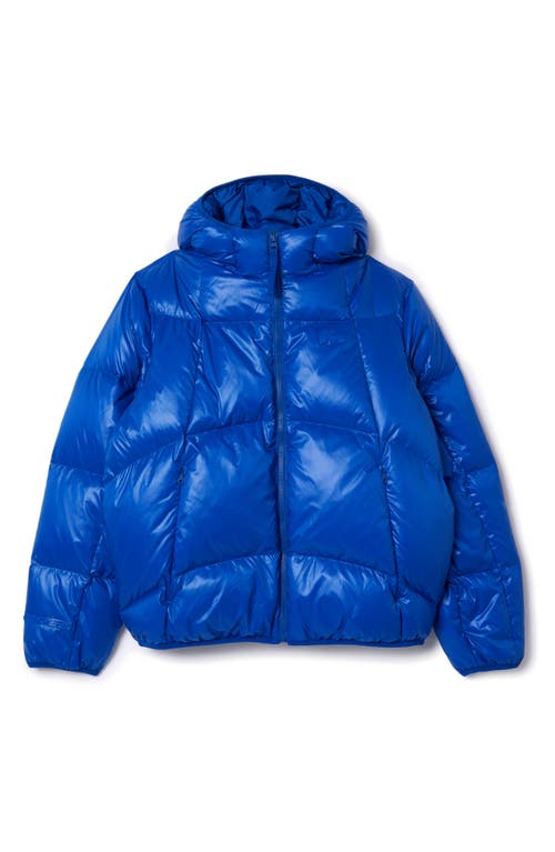 Shop Lacoste Water Repellent Down Short Puffer Jacket In Lazuli