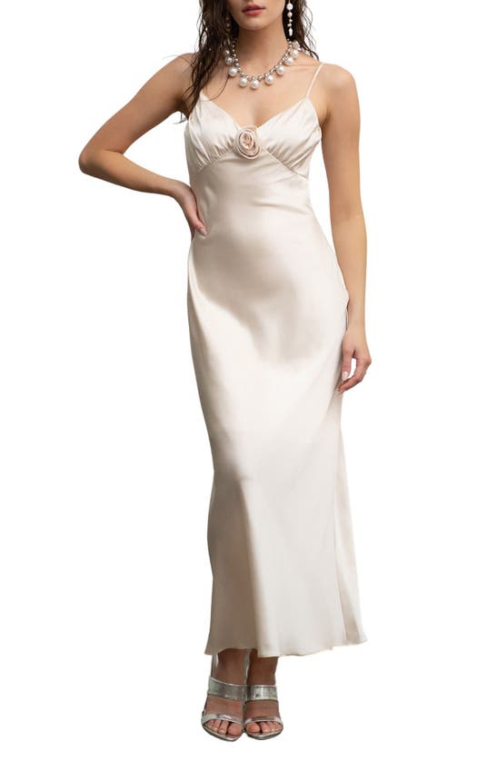 BLU PEPPER BLU PEPPER FLOWER SATIN MIDI DRESS 