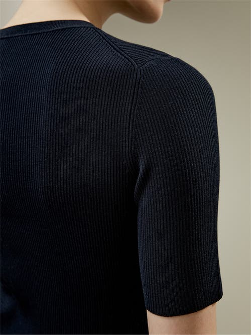 Lilysilk Essential Silk Knit Top In Navy Blue