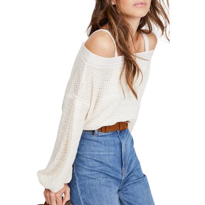 Free People Sistine Cold Shoulder Hacci Knit Top, Ivory