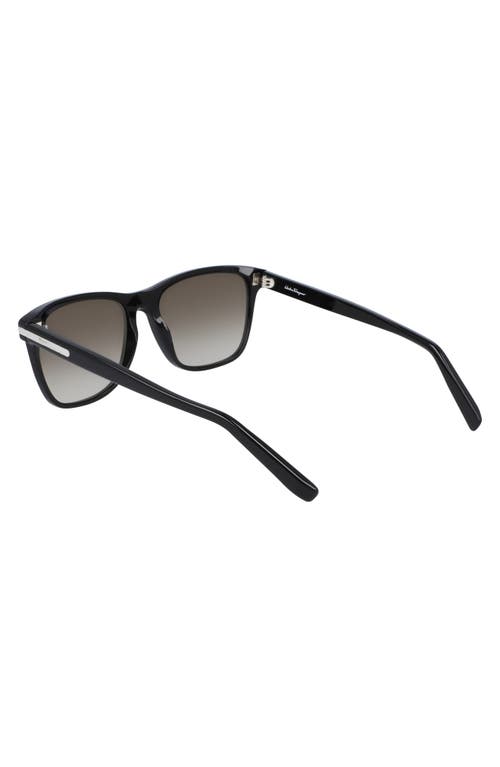 Shop Ferragamo 57mm Gradient Rectangle Sunglasses In Black/brown