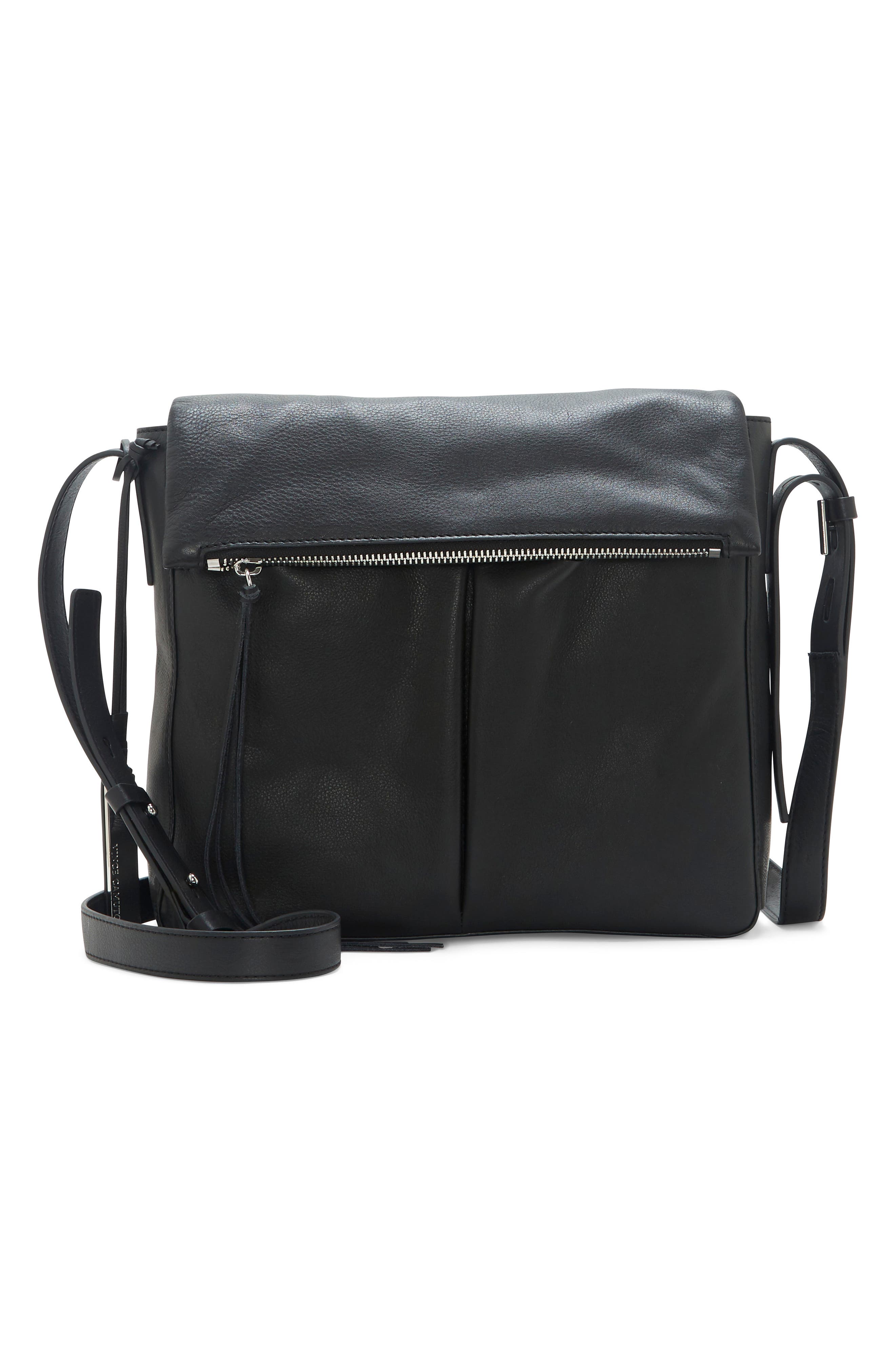 vince camuto black leather bag