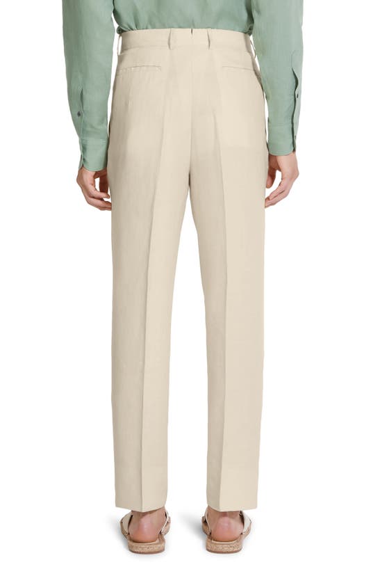 Shop Zegna Oasi Linen Trousers In Iuta Beige