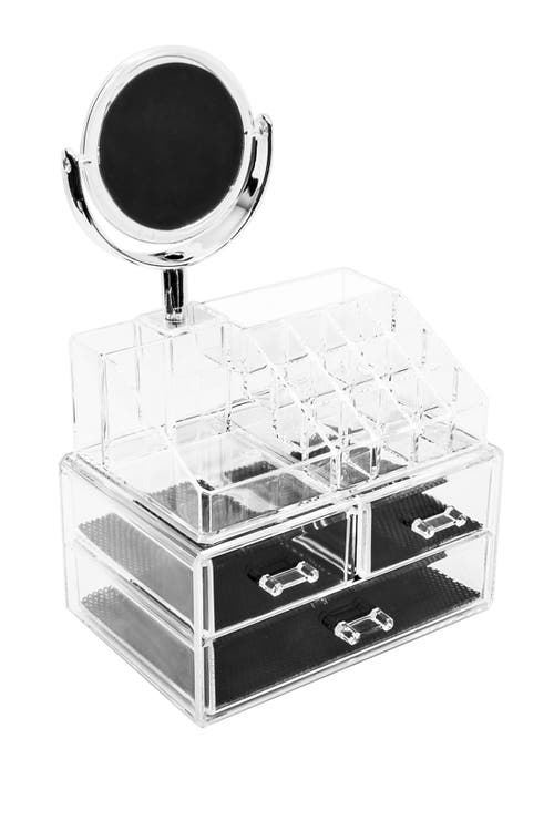 Sorbus Makeup Storage Organizer With Magnifying Mirror In Clear