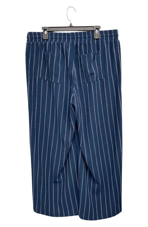 Shop Ruby & Wren Pinstripe Wide Leg Pants In Patriot Blue/white