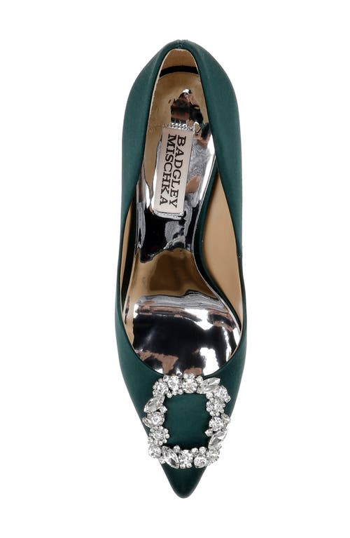 Shop Badgley Mischka Collection Cher Crystal Embellished Pump In Green Satin