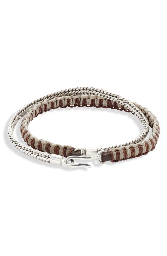 Shop Caputo & Co Hitch Knot & Sterling Silver Bracelet In Brown Combo