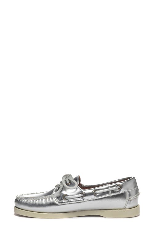 Shop Sebago Docksides Portland Boat Shoe In Silver