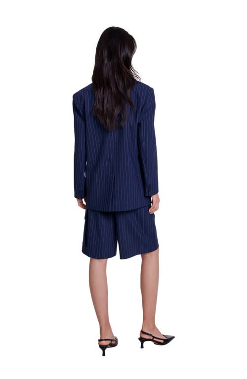 Shop Maje Striped Suit Jacket In Navy Tennis Stripe