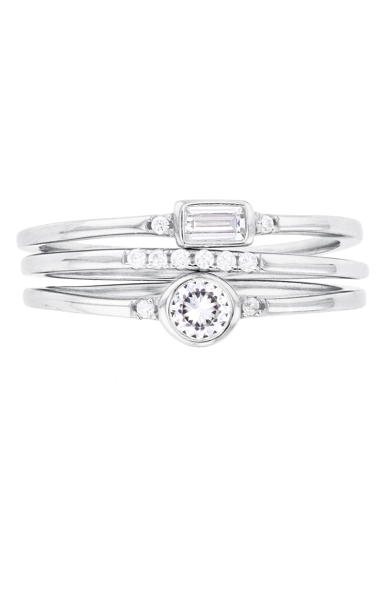 sterling silver diamond stackable rings