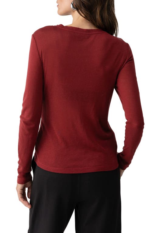 Shop Sanctuary Long Sleeve Lyocell & Wool T-shirt In Garnet