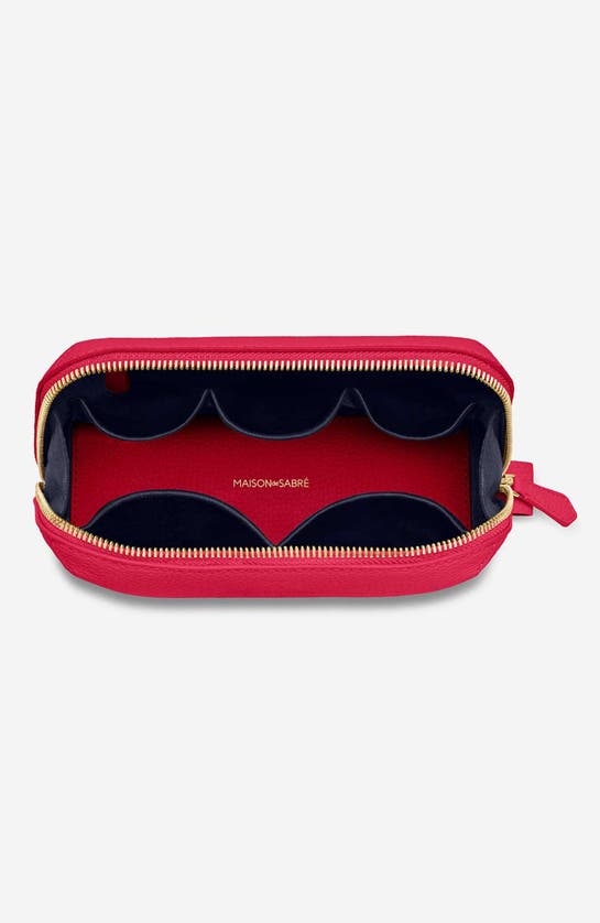 Shop Maison De Sabre Leather Tech Pouch In Shibuya Fuchsia