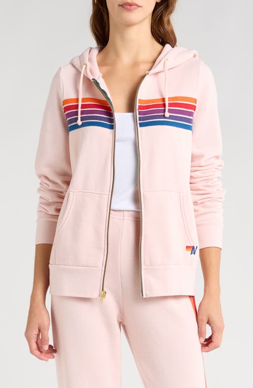 Shop Aviator Nation 5-stripe Zip Hoodie In Light Pink/purple Orange