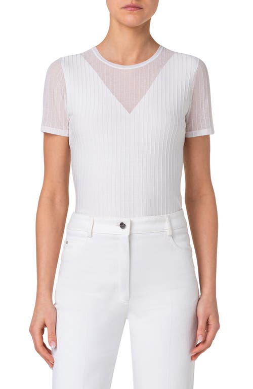 Akris Reverse Rib Short Sleeve Crewneck Sweater Ecru at Nordstrom,