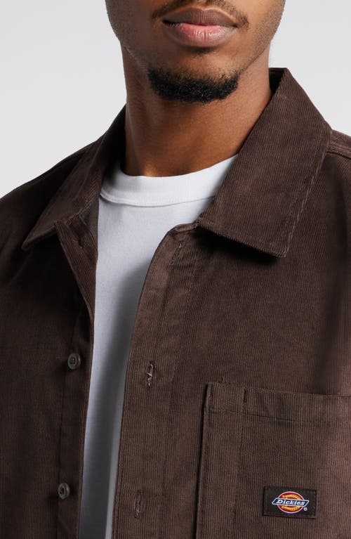 Shop Dickies Corduroy Button-up Shirt In Chocolate Brown