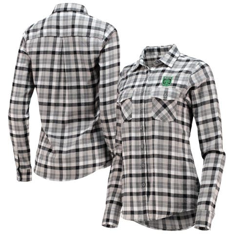  WEAR by Erin Andrews Women's Cream/Gray Seattle Seahawks Plaid  Flannel Tri-Blend Long Sleeve Button-Up Shirt : Clothing, Shoes & Jewelry