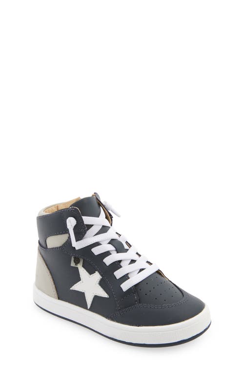 Shop Old Soles Kids' Starling Metallic High Top Sneaker In Navy/gris/snow