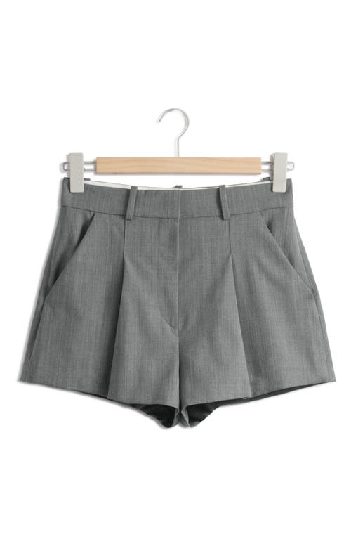 Shop & Other Stories Pleated High Waist Shorts In Grey Medium Dusty