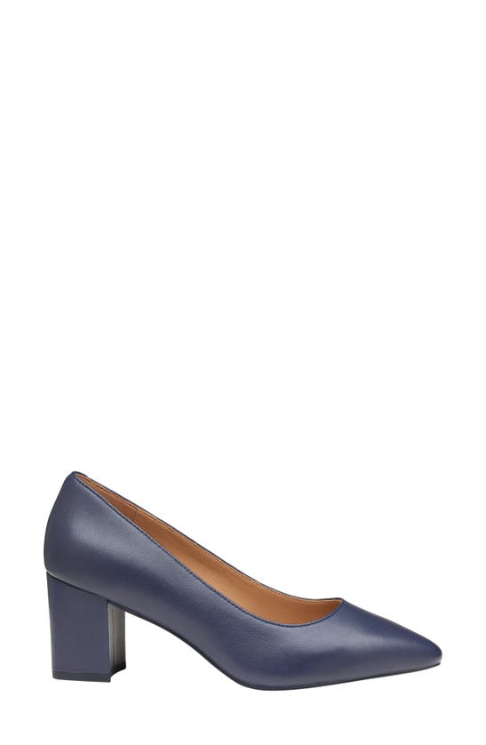 Shop Johnston & Murphy Vicki Block Heel Pump In Navy Glove