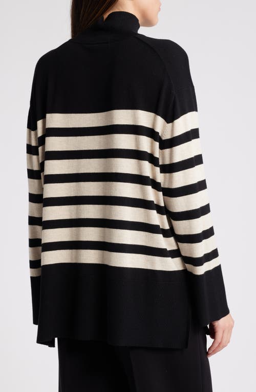 Shop Masai Copenhagen Fasoni Stripe Mock Neck Sweater In Black/jet